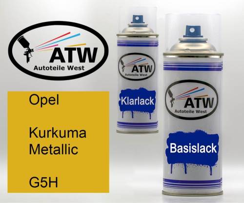 Opel, Kurkuma Metallic, G5H: 400ml Sprühdose + 400ml Klarlack - Set, von ATW Autoteile West.